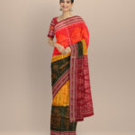 Multicolor maroon cotton handloom sambalpuri saree