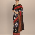 Multicolor black cotton handloom sambalpuri saree