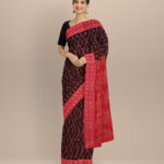 Maroon pink cotton handloom nuapatna saree