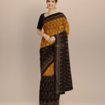 Multicolor Black Cotton Handloom Nuapatna Saree