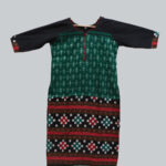 Exclusive dark green and black sambalpuri cotton ladies kurti