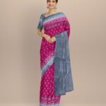 Pink gray silk handloom sambalpuri saree