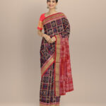 Multicolor dark red silk handloom sambalpuri saree