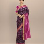 Brown pink fuschia silk handloom sambalpuri saree