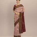 Peach maroon silk handloom sambalpuri saree