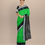 Dark green black silk handloom bomkai saree