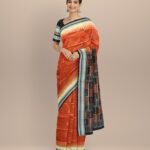 Brown black silk handloom bomkai saree