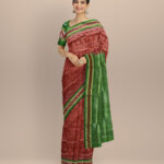 Brown olive green silk handloom sambalpuri saree