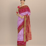 Pink dark red silk handloom sambalpuri saree