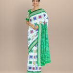 White dark green silk handloom sambalpuri saree