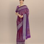 Multicolor purple cotton handloom sambalpuri saree