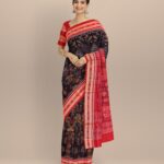 Brown dark red cotton handloom sambalpuri saree