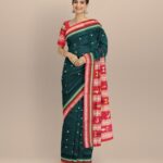 Dark green maroon cotton handloom bomkai saree
