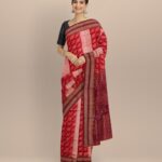 Multicolor maroon cotton handloom sambalpuri saree