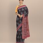 Black maroon cotton handloom nuapatna saree
