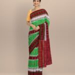 Multicolor dark red cotton handloom nuapatna saree