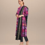 Purple black handloom cotton sambalpuri dress material
