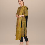 Yellow black handloom cotton sambalpuri dress material