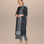 Black gray handloom cotton nuapatna dress material