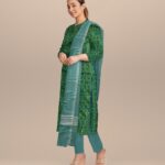 Dark green emerald handloom cotton nuapatna dress material