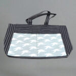 Grey black handmade cotton tote bag