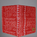 Red gray handmade cotton passport holder