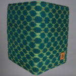 Dark green yellow handmade cotton passport holder
