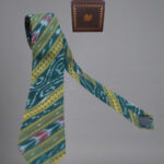 Teal green multicolour handmade cotton tie