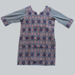 Exclusive Cornflower Blue and Multicolour (Tie and Dye) Sambalpuri Cotton Ladies Kurti