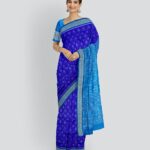 Navy Blue Denim Silk Handloom Sambalpuri Saree