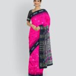 Pink Black Silk Handloom Bomkai Saree