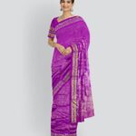 Purple Golden Silk Handloom Bomkai Saree