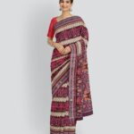 Multicolor Maroon Cotton Handloom Nuapatna Saree