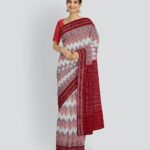 Multicolor Dark Red Cotton Handloom Nuapatna Saree