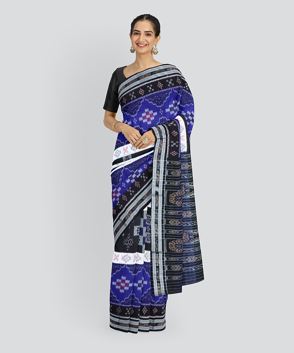 Multicolor Black Handloom Nuapatna Cotton Saree