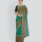 Multicolor Brown Cotton Handloom Berhampuri Saree