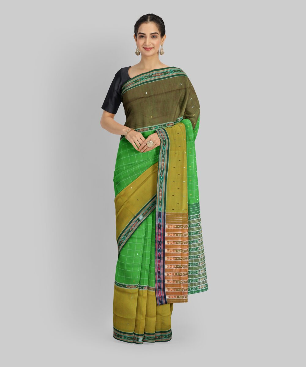 Multicolor Brown Handloom Berhampuri Cotton Saree