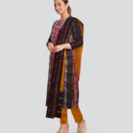 Maroon Dark Yellow Handloom Cotton Nuapatna Dress Material
