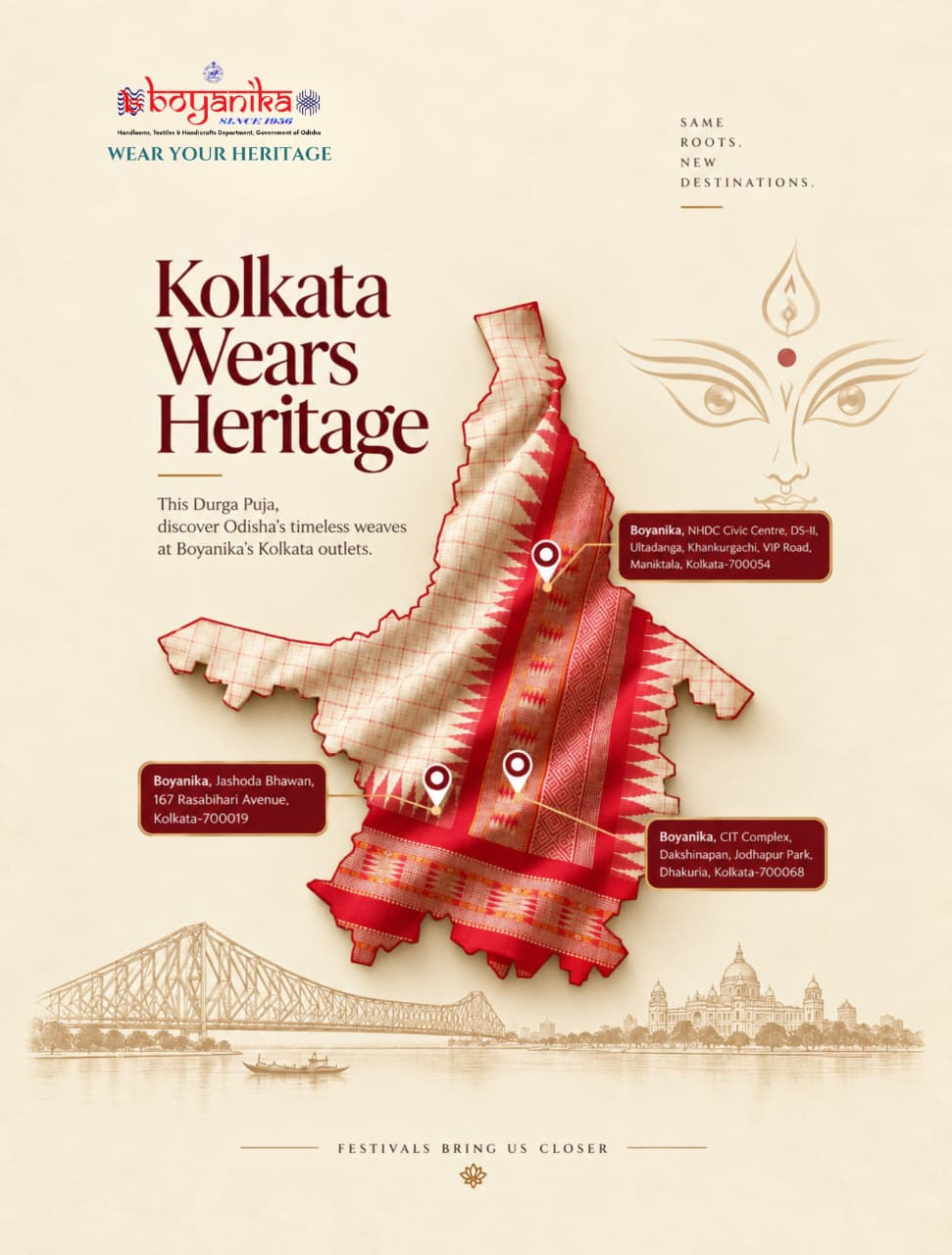 KOLKATA WEARS HERITAGE Because this Durga Puja, heritage deserves to travel — and Odisha’s timeless…