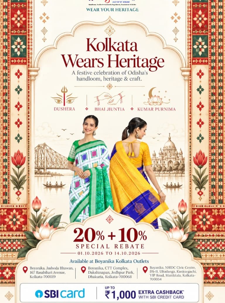 KOLKATA WEARS HERITAGE ✨ This festive season, let Odisha’s timeless handloom heritage become a part…